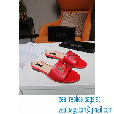 Dolce  &  Gabbana Calfskin Sliders Red with DG Millennials Logo 2021